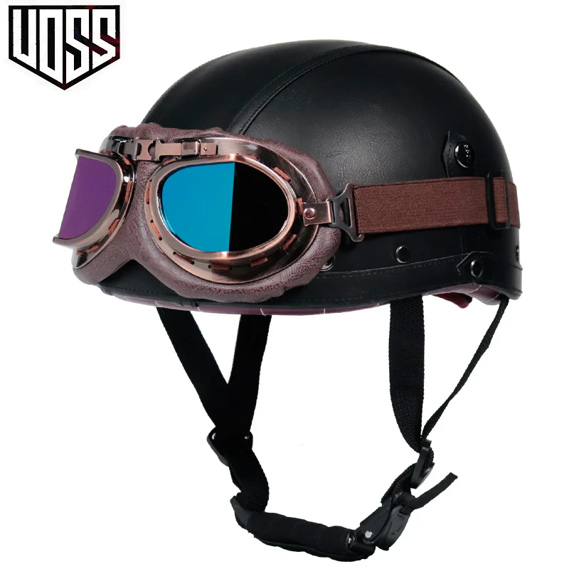 Retro motorcycle helmet skull cap retro middle mask German style helicopter cruiser | Автомобили и мотоциклы