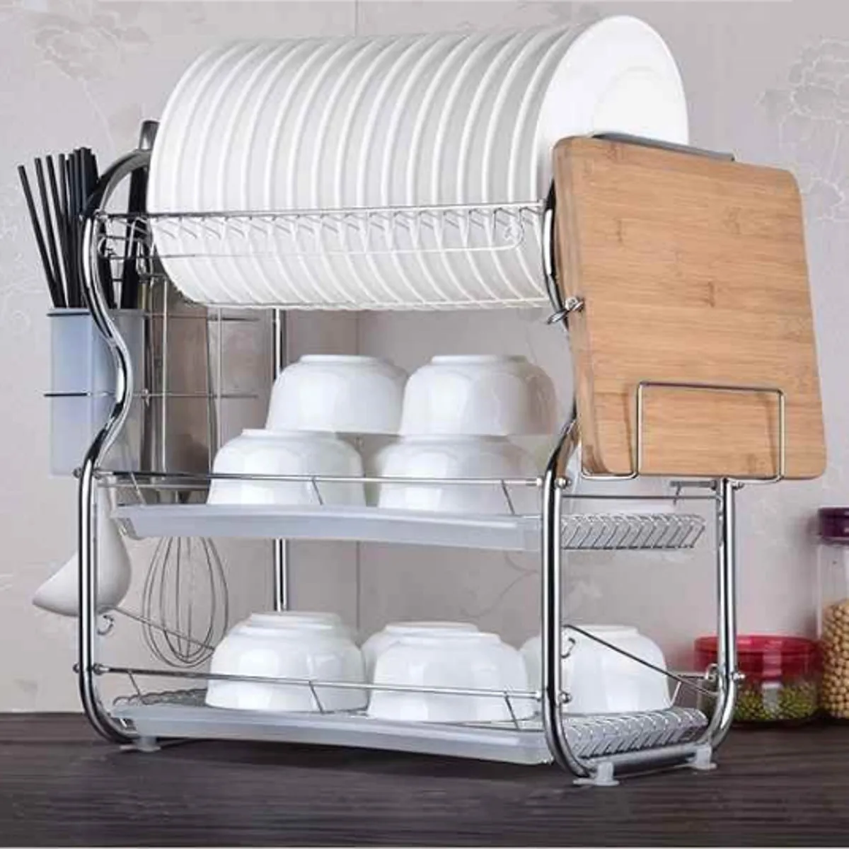 

2/3 Tiers Multifunctional Dish+Soap Sponge Dish Box Drainer Cutlery Cup Drying Holder Rack Stainless Steel Drainer Tray Kitchen