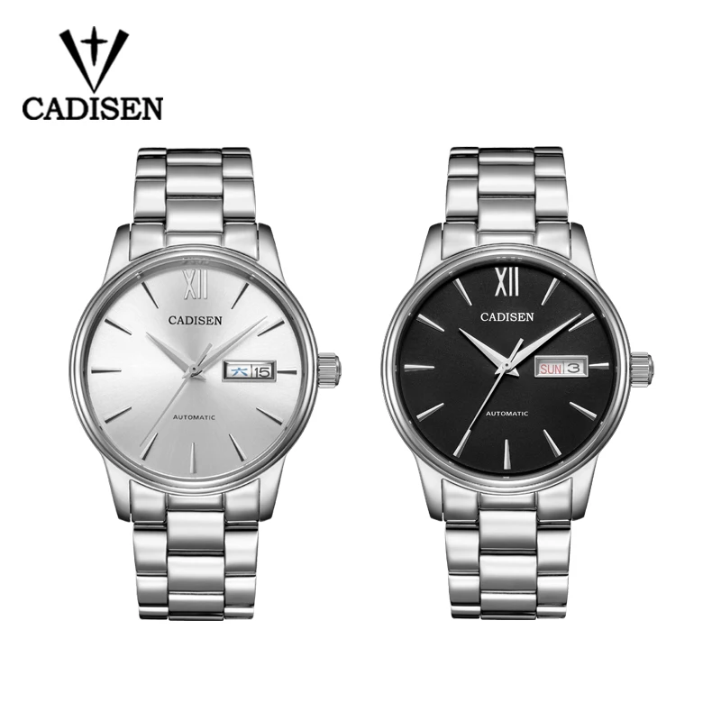 

NH36A Movement CADISEN Brand Watch Men Day Date Sapphire Crystal Mirror Automatic Mechanical Wristwatch Relogio Masculino