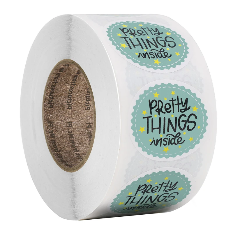 

500 Gift Seals Stickers Stationery Sticker “pretty thing inside” Thank You Stickers Wedding Present Box Decor Scrapbook Labels