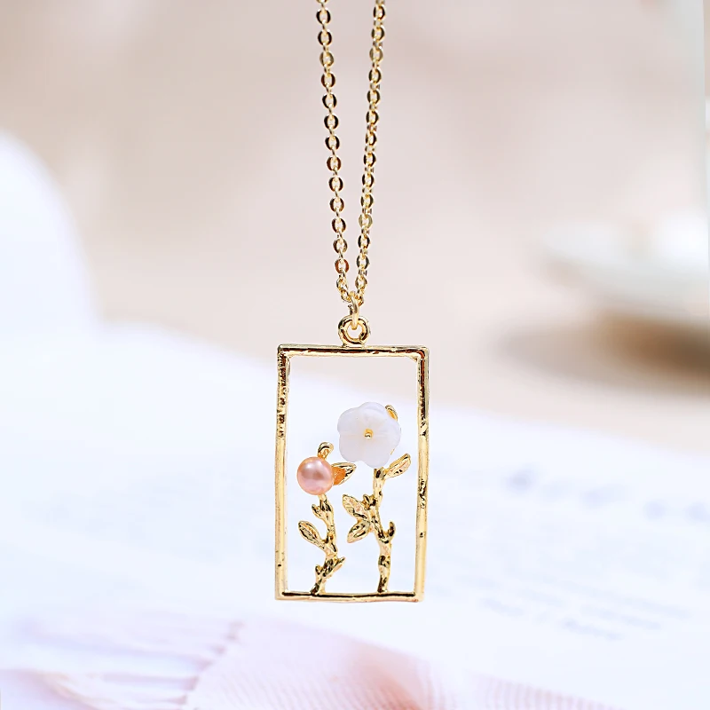 DAIMI жемчужное ожерелье с цветами 4-5 мм натуральная жемчужная подвеска в стиле