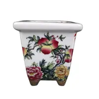 The Republic of China famille rose Fushou pattern square flower pot Jingdezhen porcelain home decoration ornaments