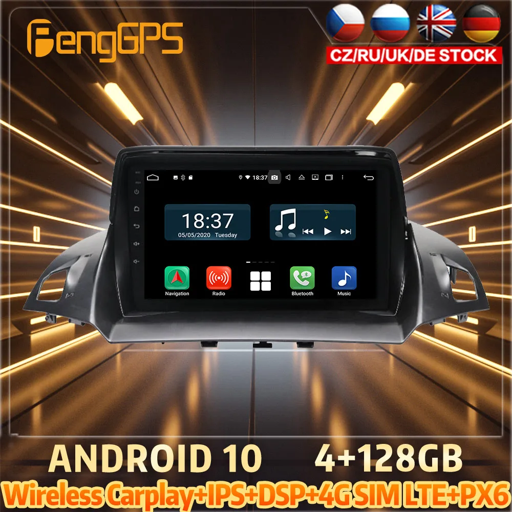 

128G Android10 PX6 DSP For Ford Kuga 2013 - 2018 Car DVD GPS Navigation Auto Radio Stereo Video Multifunction CarPlay HeadUnit