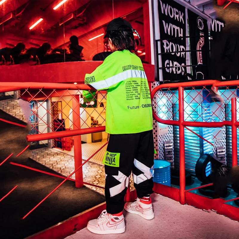 Детские танцевальные костюмы в стиле хип-хоп детский зеленый свитер штаны