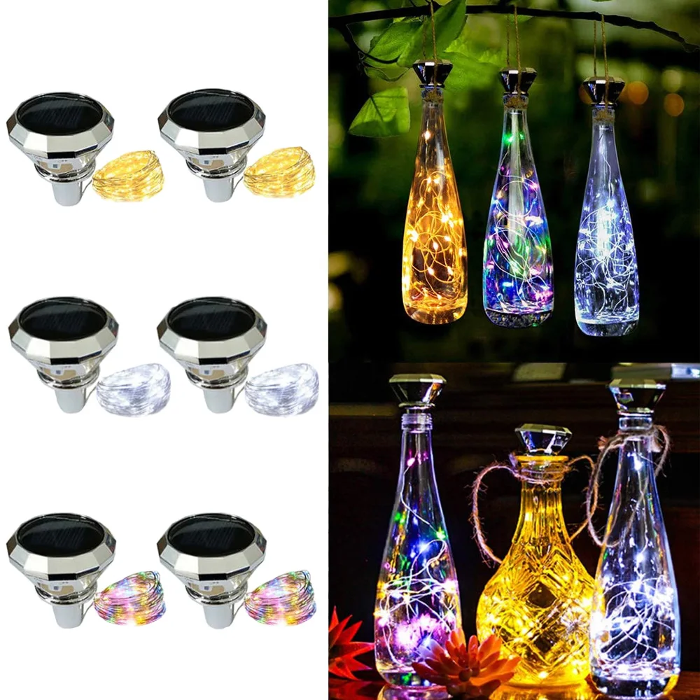 

2m 20 LEDs Solar Bottle Corks Wine Bottle String Lights Outdoor Waterproof LED Copper Wire Christmas Fairy Lamps Garland Decor