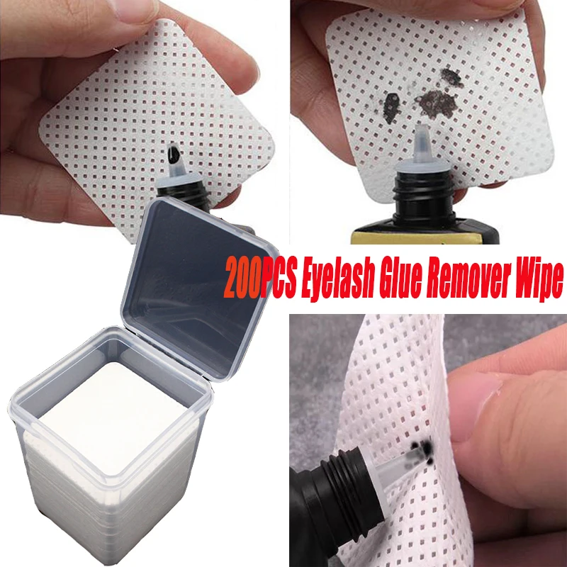 

200PCS Eyelash Glue Remover Wipe Lint-Free Paper Cotton Pads Glue Bottle Mouth Cleaning Remover Paper No Lable Wholsale