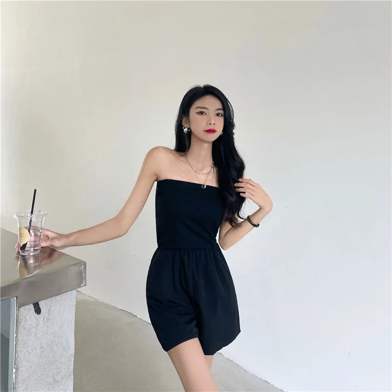 

Hot Summer Women Overall Beach Short Playsuit Strapless Tube Top Jumpsuit Shorts Romper Solid Clubwear Party Outfits 2 Colors