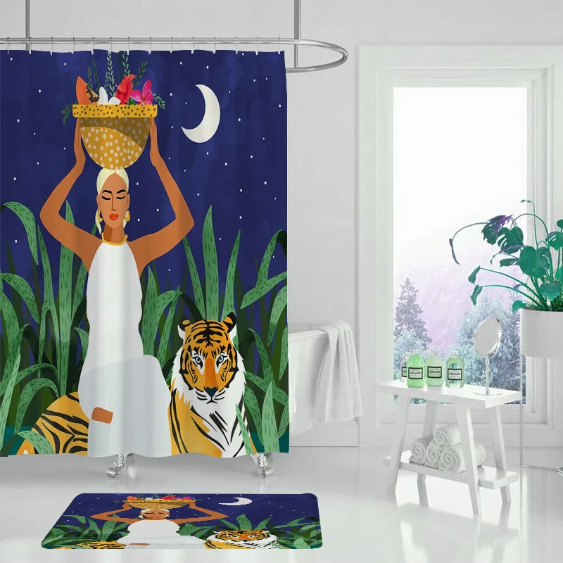Женская простая душевая занавеска С животным принтом водонепроницаемая для душа