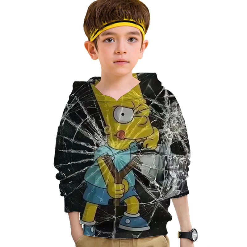2020 одежда для маленьких мальчиков толстовки с 3d изображением Симпсона девочек