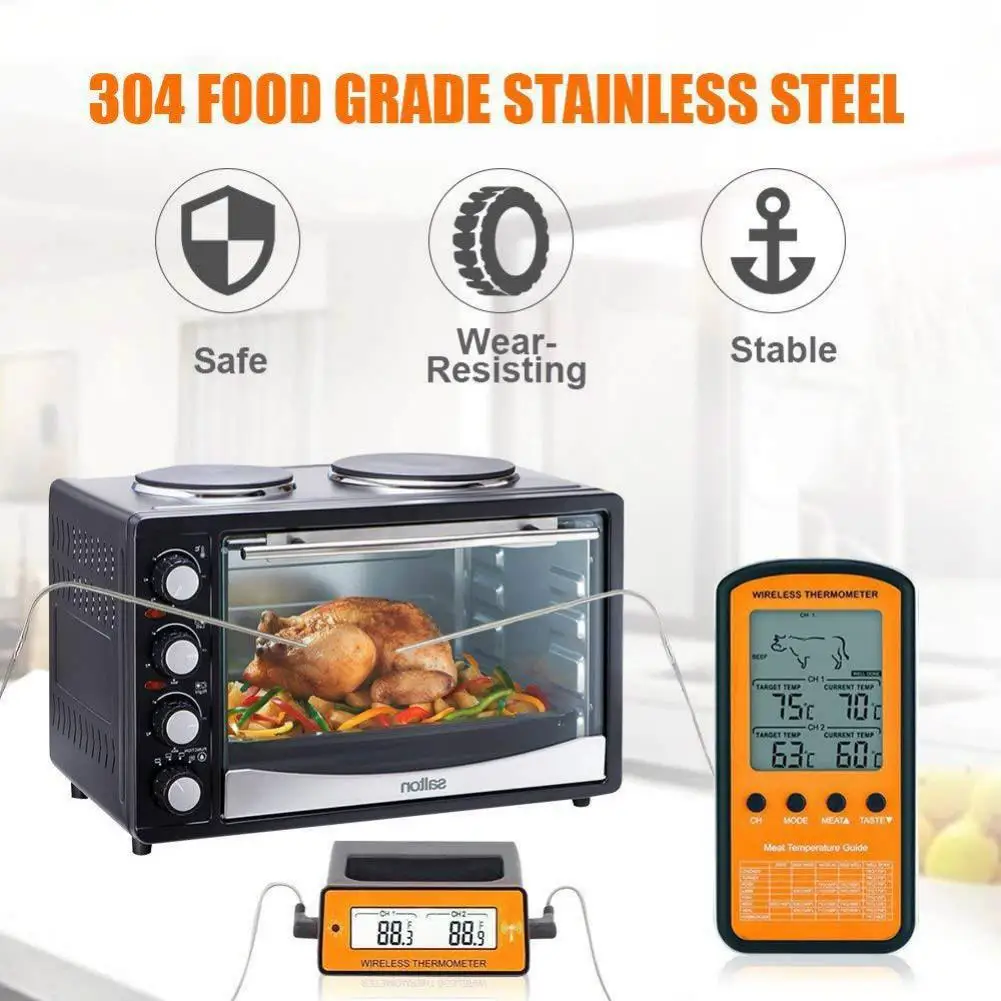 

Wireless Remote Dual Probe Digital Cooking Meat Food Oven Thermometer for Grilling Smoker BBQ