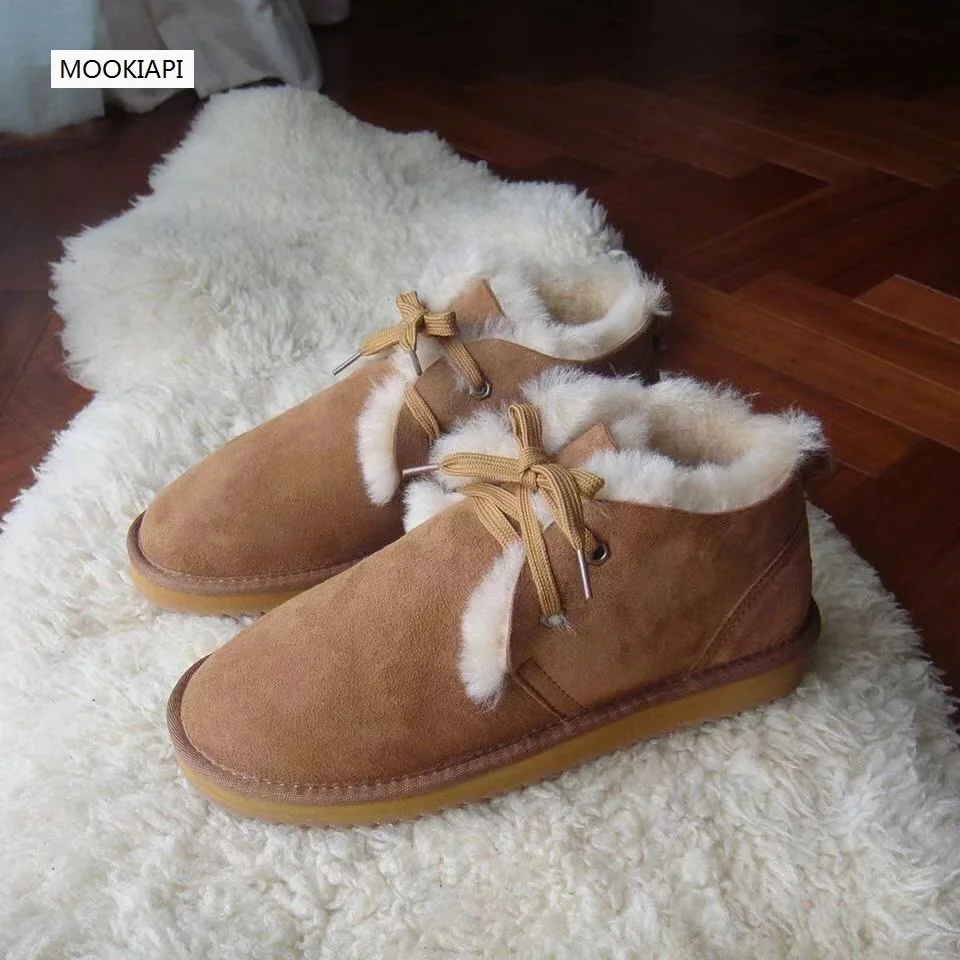 Новейший Европейский стиль 2019 г. Зимние ботинки с низким голенищем натуральная