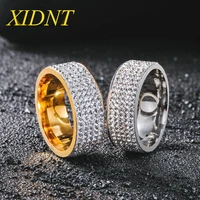 xidnt fashion ladies vintage golden 5 rows transparent crystal wedding rings fashion jewelry luxury white zircon engagement gift