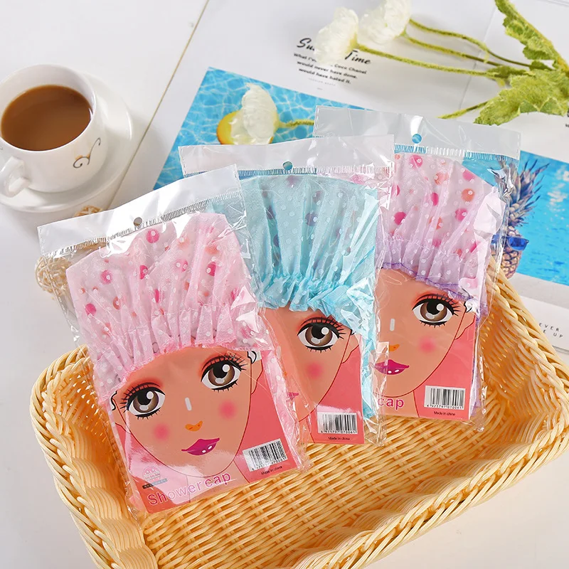 

Waterproof shower cap high-end frosted printed lace shower cap shampoo cap cute cover kitchen ladies oil fume-proof cap