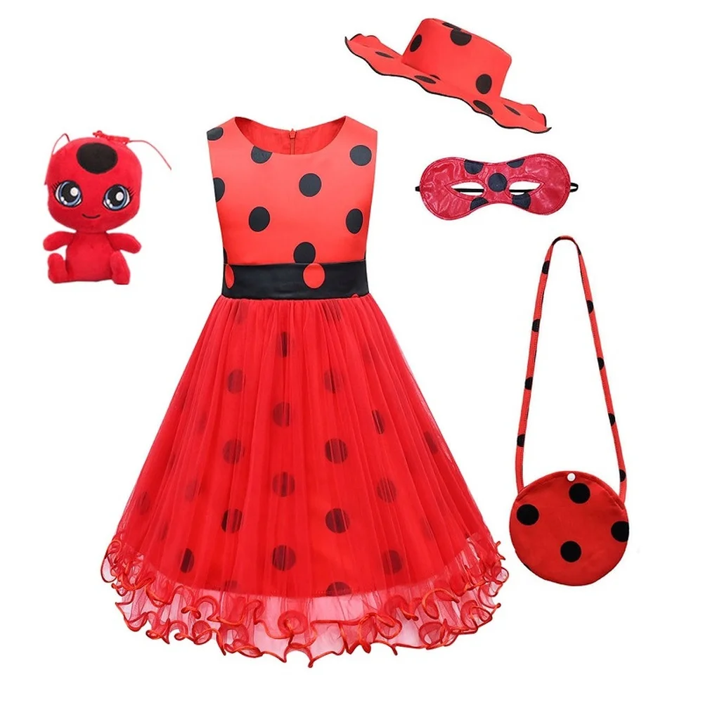 Аниме Косплей платье для девочек маринетт Happy Purim дня рождения красное черное с