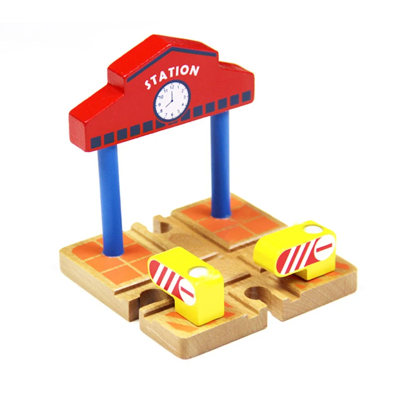 

Wooden Bridge Bus Station Wooden Train Tracks Set Train Accessories Track Pieces Blocks Toys Bloques Construccion