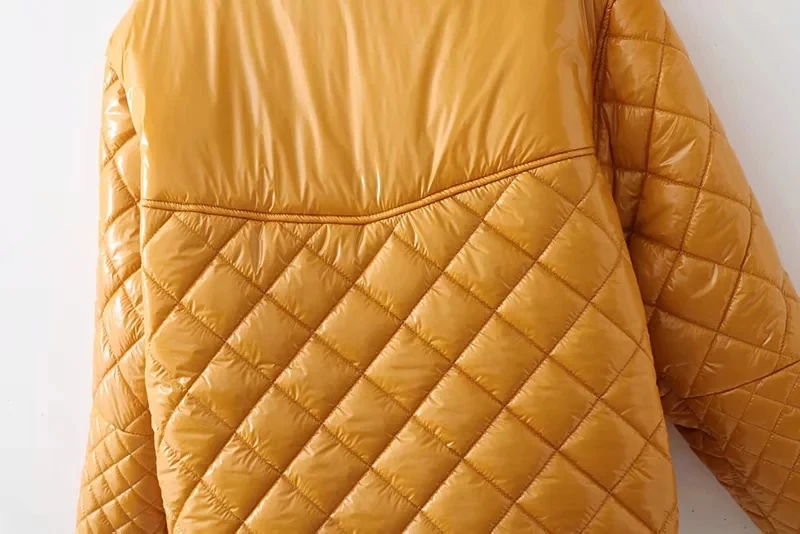winter coat women thick yellow satin parka femme Vintage long sleeve warm jacket casual | Женская одежда