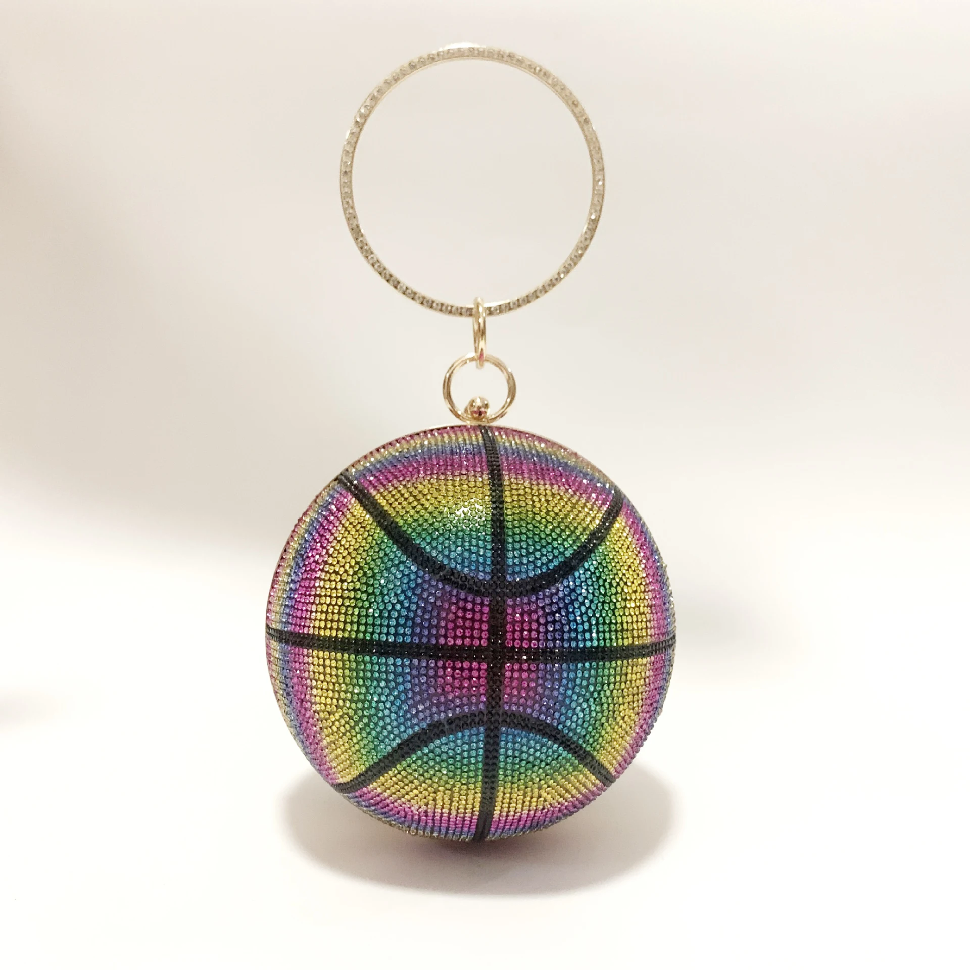 

2022 basketball full water diamond color diamond bracelet hand ball bag one-shoulder ball lady bag dinner bag dinner bag