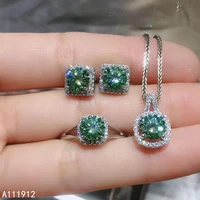 kjjeaxcmy fine jewelry natural mosang diamond 925 sterling silver women pendant necklace earrings ring set support test luxury