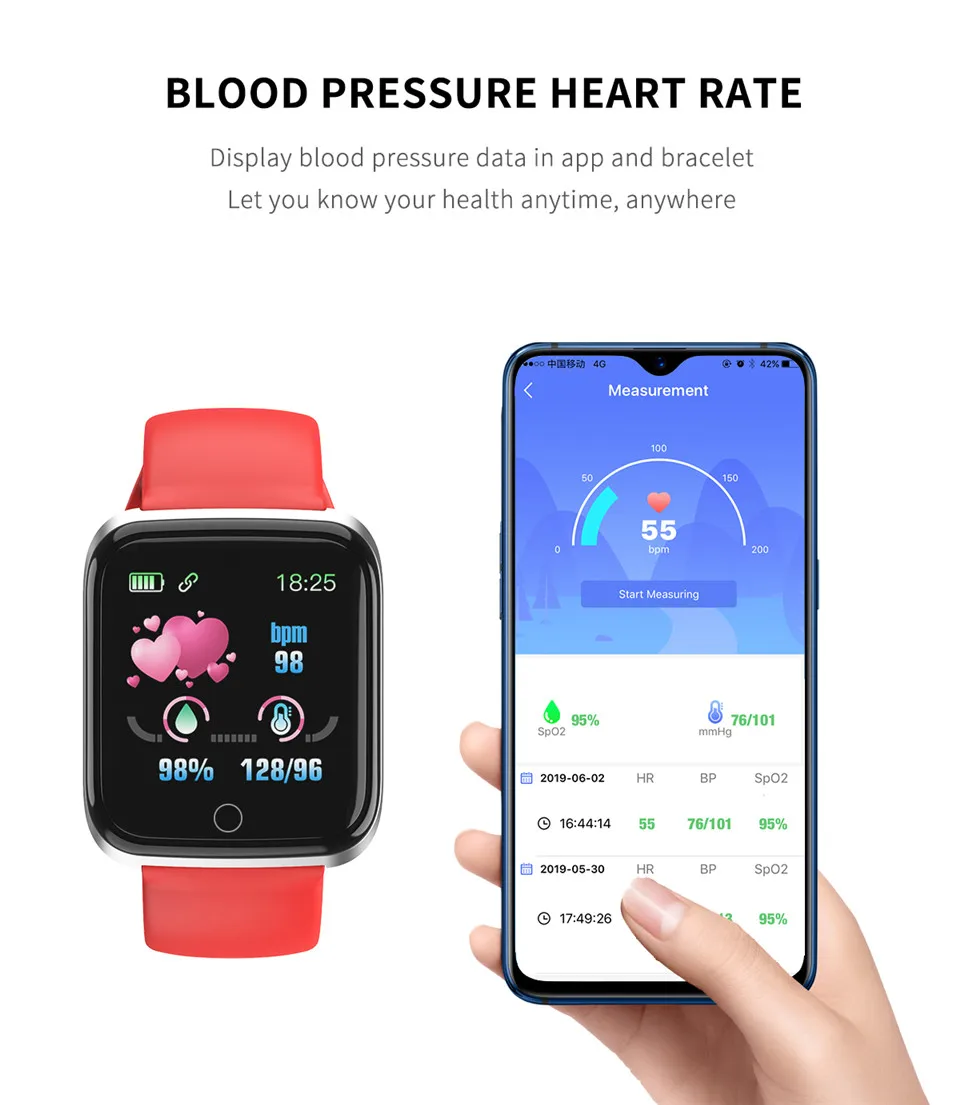 M6 розовый для женщин Девушка Smartwatch кровяное давление монитор сердечного ритма IP67