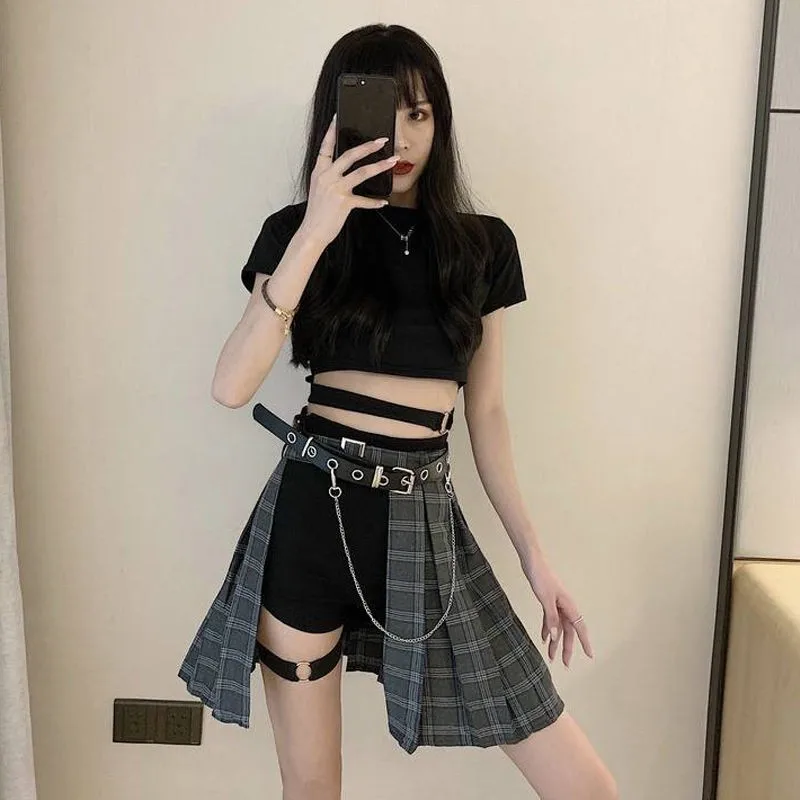 Топ с коротким рукавом и юбка комплект одежды женский костюм из двух предметов