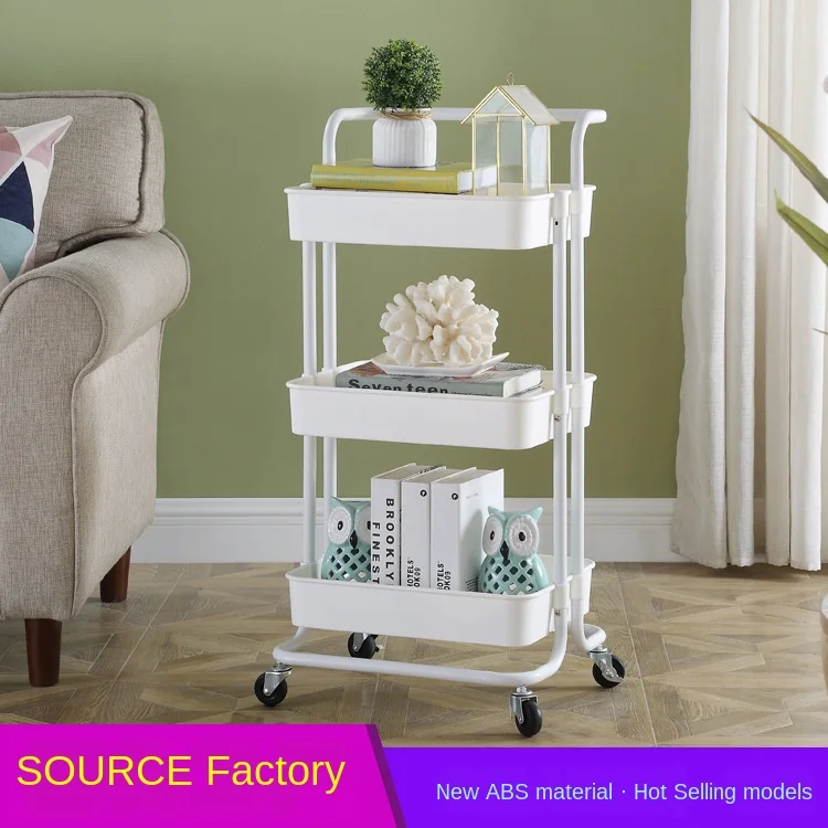 

Multi-function Storage Trolley New Living Room Storage Mobile Simple Kitchen Organizer Mute Wear-resistant Stable And Firm