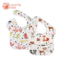 2pcslot resuable waterproof baby bibs 100 polyester tpu coating feeding bibs washable baby bibs with food catcher for babies