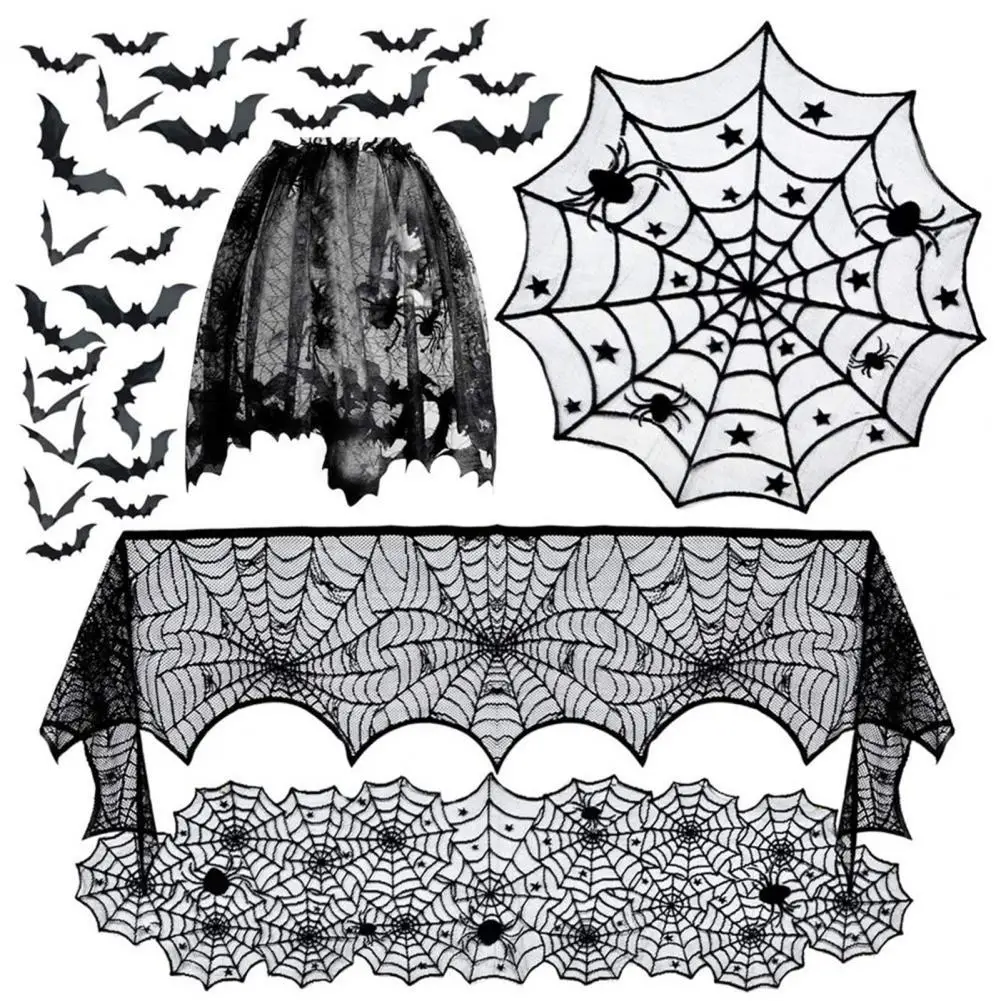 

Easy Use Soft Exquisite Halloween Cobweb Table Runner Cover Comfortable Table Cover Eye-catching for Friends