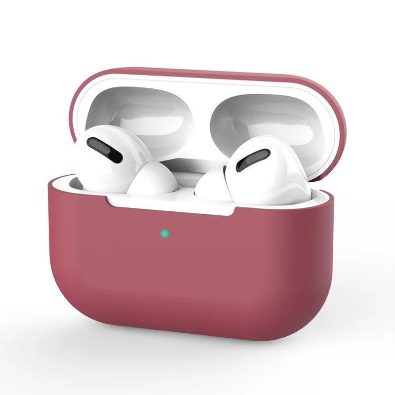 Airpods Pro Чехол для наушников силиконовый защитный чехол Аксессуары для Apple Airpods Pro беспроводные Bluetooth наушники - Цвет: Dark red