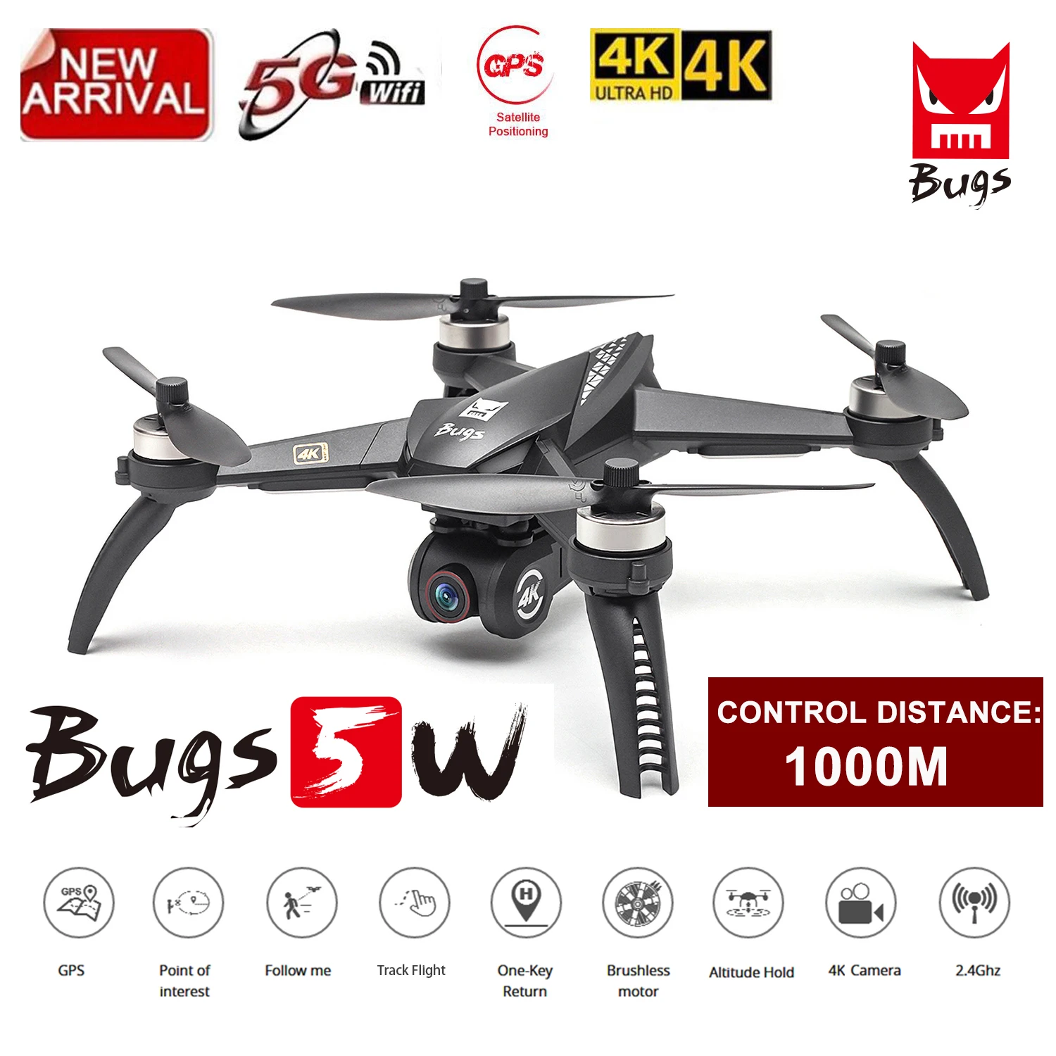 MJX Bugs 5W B5W профессионального дрона с дистанционным управлением Камера 4K Drone HD 5G Wi Fi