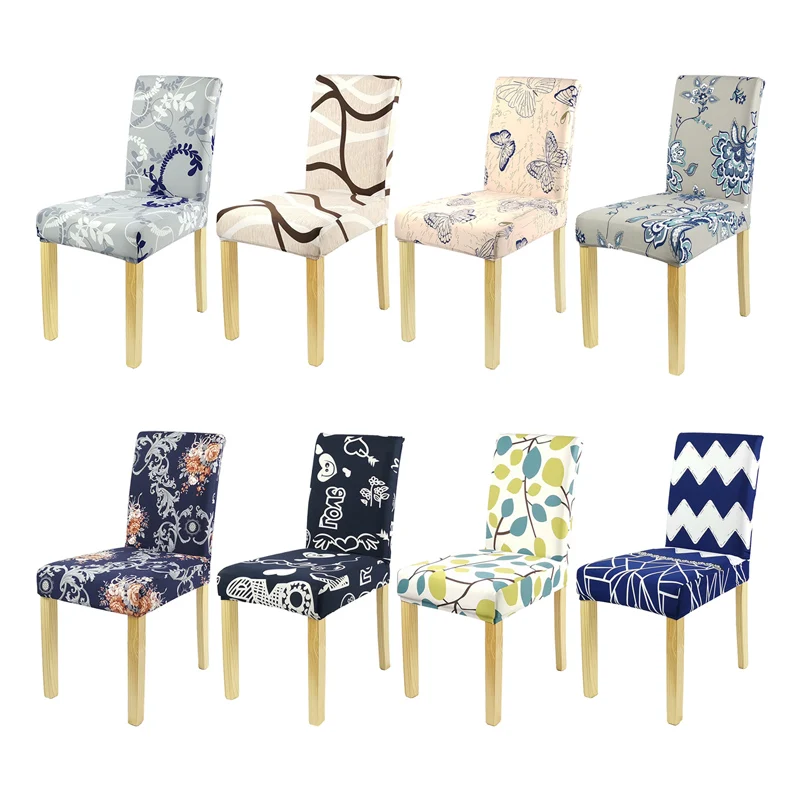 Современные чехлы на стулья с принтом эластичные из спандекса обеденный чехол