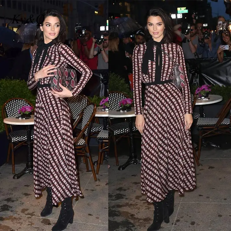 

2021 Star Same Holiday Style Black Ribbon Collar Long Dress Women Vintage Gather Waist Temperamental Print Dresses Elegant