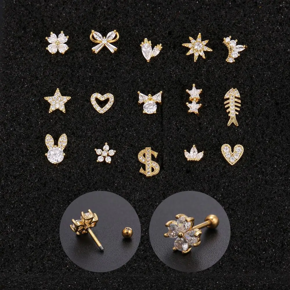 Женские серьги-гвоздики с цирконом в виде короны | Украшения и аксессуары