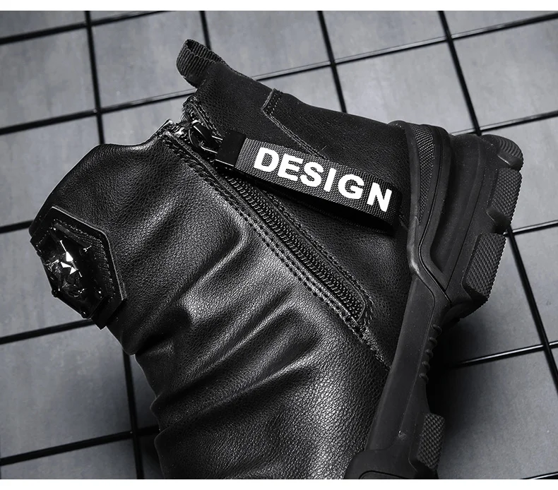 Зимние мужские ботинки из искусственной кожи; Botas Masculina; модная мужская зимняя обувь на молнии; 5#30/15E50