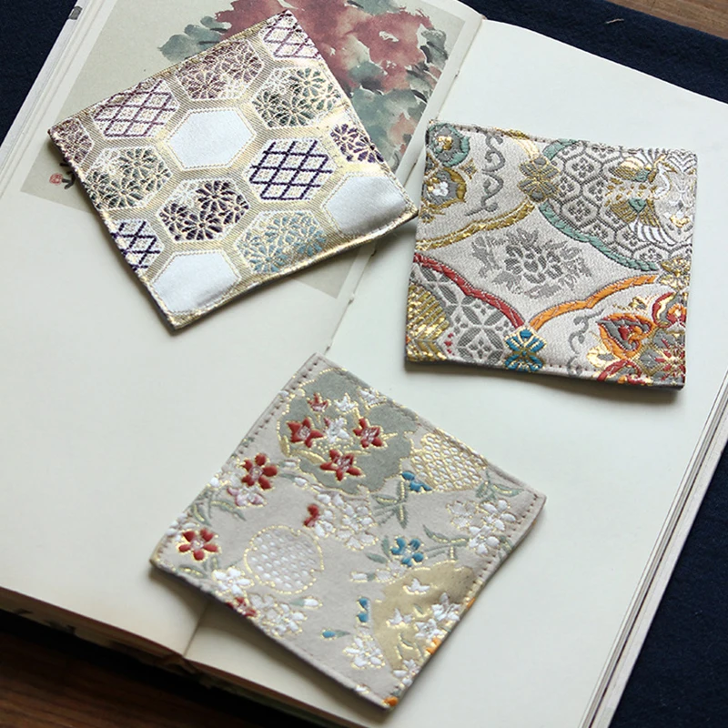 3PCS Chinese Style Cotton and Linen Embroidery Brocade Tea Coaster insulation Cup Cushion Placemat 9x9cm Home Decor - купить по