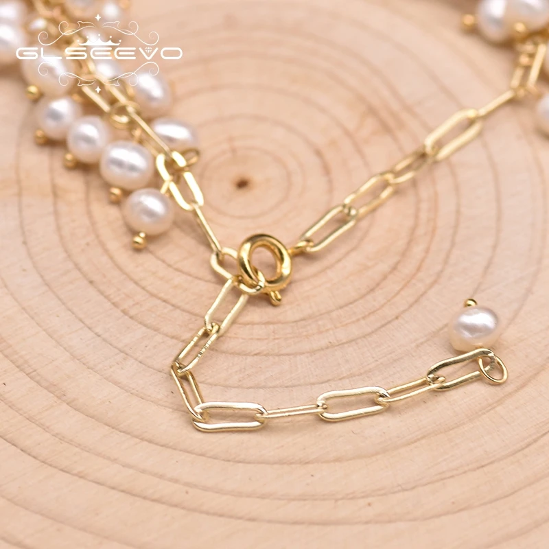 Регулируемый браслет GLSEEVO из натурального пресноводного жемчуга для женщин