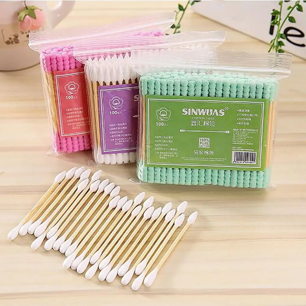 

100pcs/pack Double Head Cotton Swabs Eyelash Eyebrow Lip Cleanig Tools Swabs Women Makeup Cotton Buds Health Care Tools