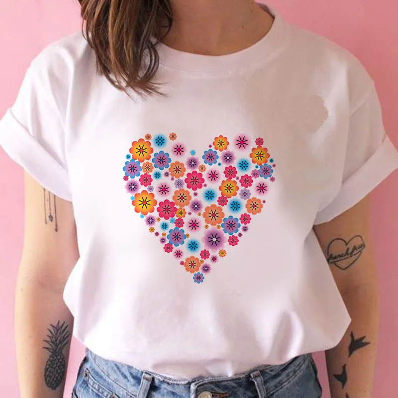 

Sweet heart funny printed T-shirt fashion casual white T-shirt Women's T-shirt Harajuku graphic T-shirt short sleeve