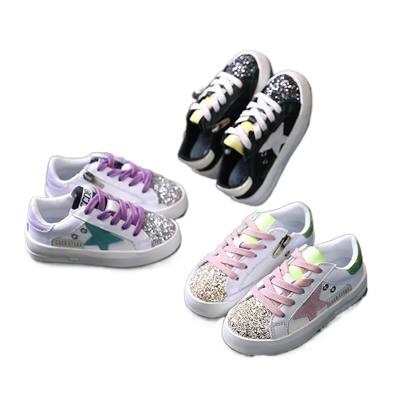 

Кроссовки с блестками для девочек, детские кроссовки со звездами, новая детская обувь, модная универсальная повседневная обувь для мальчик...