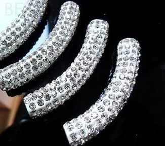 

dg35y White long bending tube beads best Wholesale hotsale DIY bead charms for bracelet crystal crystal