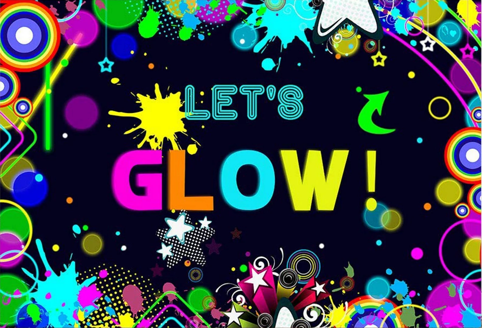 Let's Glow Backdrops граффити неоновый баннер на день рождения для подростков Выпускной
