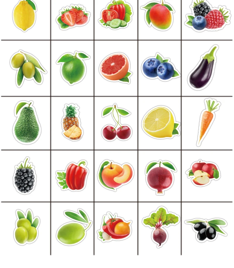 100 шт./лот изысканные Мультяшные свежие фрукты и овощи наклейки для кухни чашки