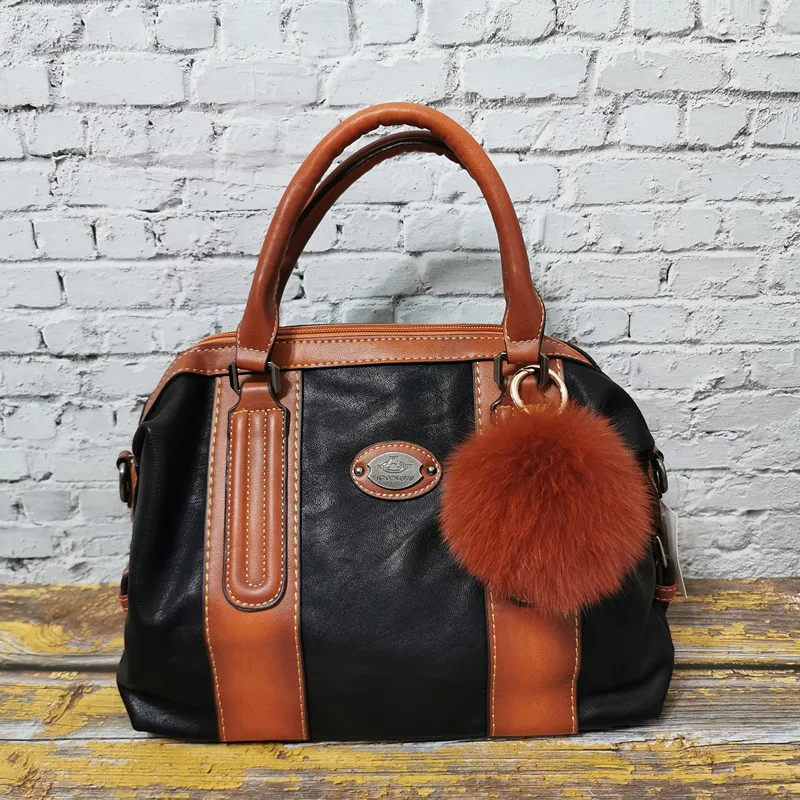 Black And Ball Новинка Горячая Распродажа Женская сумка из натуральной кожи многофункциональная Большая вместительная сумка через плечо для женщин сумка-мессенджер - Цвет: Black And Ball