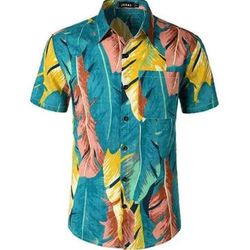 Новые мужские Гавайские рубашки летняя с цветочным принтом Пляжная рубашка