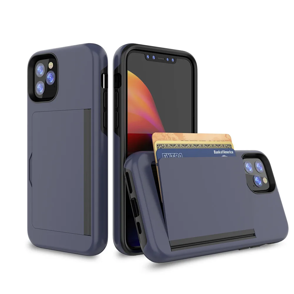 Case -Navy Blue Карамельный цвет чехол для iPhone 11 Pro MAX 7 8 плюс 6 6s X XS чехол для MAX XR защитный чехол-бумажник с отделением для карт для iPhone 5,8 6,1 6,5 7 8 - Цвет: Case -Navy Blue