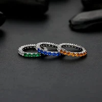 925 sterling silver 18k white gold plated ring half circle color 5a zircons charm rings for women girl engagement party matching