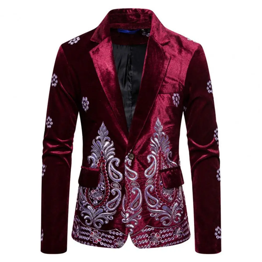 

2021 New Fashion Business Suit Velvet Embroider Coat Men Cloth for Marriage and Party