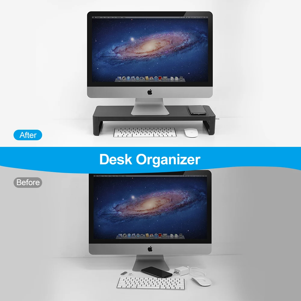 Monitor Stand Riser Laptop Holder Desk Organizer with Wireless Charging USB3.0 Hub Support Data Transfer for Computer PC Office |