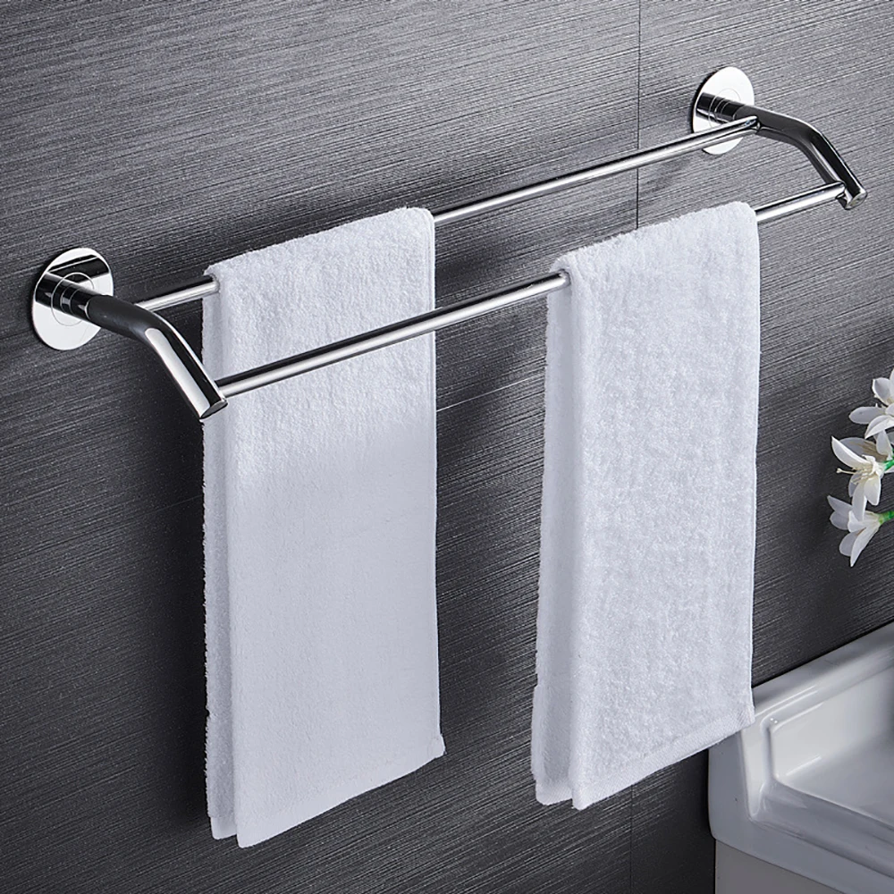 hand towel hanger bars 30 60cm 304 stainless steel punch free wall shower holder bath clothes hanging shelf bathroom accessories free global shipping