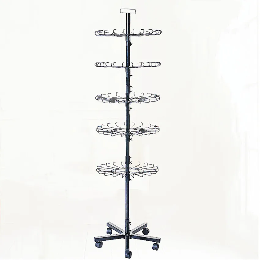 

Metal Hanging Shelf Hook Display Holder Stand Turnable for Small Commodity Accessories with 5 Pulleys H180cm 1 Set