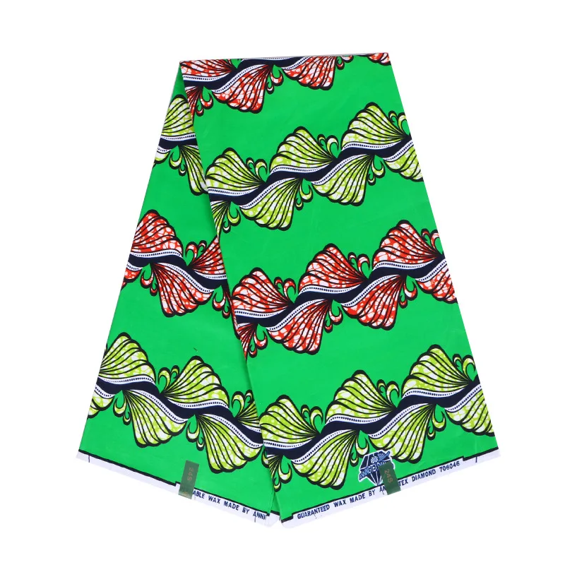 

2019 New Fashion Hign Quality African Green Print Nigeria Ankara Veritable Guarantee Real Wax Fabric